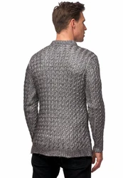 Rusty Neal Strickpullover Dunkelgrau/Grau/Silber