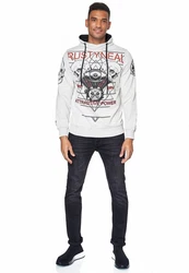 Rusty Neal Kapuzensweatshirt Sweater mit Print Weiß/Schwarz/Creme/Rot