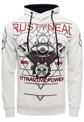Rusty Neal Kapuzensweatshirt Sweater mit Print Weiß/Schwarz/Creme/Rot