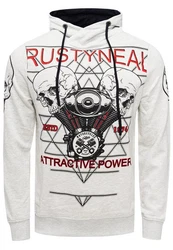 Rusty Neal Kapuzensweatshirt Sweater mit Print Weiß/Schwarz/Creme/Rot