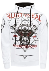 Rusty Neal Kapuzensweatshirt Sweater mit Print Weiß/Rot/Creme/Schwarz
