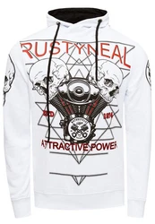 Rusty Neal Kapuzensweatshirt Sweater mit Print Weiß/Rot/Creme/Schwarz