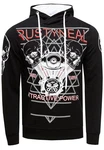 Rusty Neal Kapuzensweatshirt Sweater mit Print Schwarz/Rot/Orange/Grün/Dunkelblau
