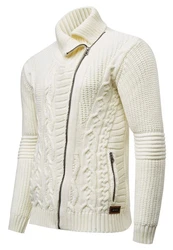 Rusty Neal Strickjacke mit asymmetrischem Reißverschluss Weiß/Gelb/Creme/Beige/Khaki