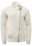 Rusty Neal Strickjacke mit asymmetrischem Reißverschluss Weiß/Gelb/Creme/Beige/Khaki