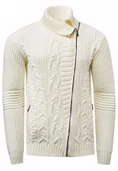 Rusty Neal Strickjacke mit asymmetrischem Reißverschluss Weiß/Gelb/Creme/Beige/Khaki