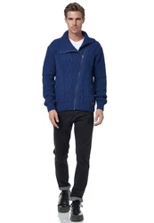 Rusty Neal Strickjacke mit asymmetrischem Reißverschluss Blau/Dunkelblau