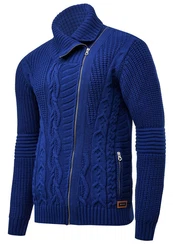 Rusty Neal Strickjacke mit asymmetrischem Reißverschluss Blau/Dunkelblau