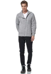 Rusty Neal Strickjacke mit asymmetrischem Reißverschluss Grau/Hellgrau