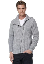 Rusty Neal Strickjacke mit asymmetrischem Reißverschluss Grau/Hellgrau
