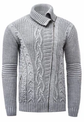 Rusty Neal Strickjacke mit asymmetrischem Reißverschluss Grau/Hellgrau