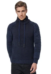 Rusty Neal Strickpullover Schalkragen Dunkelblau/Hellblau/Blau
