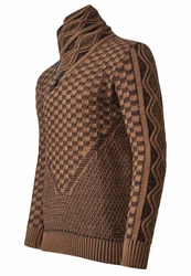 Rusty Neal Strickpullover Schalkragen Braun/Orange/Dunkelbraun