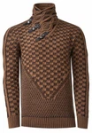 Rusty Neal Strickpullover Schalkragen Braun/Orange/Dunkelbraun