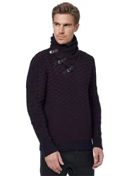 Rusty Neal Strickpullover Schalkragen Lila/Dunkelrot/Schwarz/Dunkelblau
