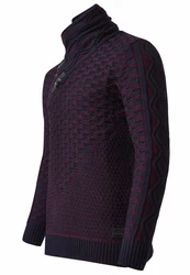 Rusty Neal Strickpullover Schalkragen Lila/Dunkelrot/Schwarz/Dunkelblau