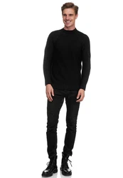 Rusty Neal Strickpullover Stehkragen Schwarz/Rot/Grau