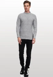 Rusty Neal Strickpullover Stehkragen Grau/Hellgrau