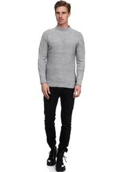 Rusty Neal Strickpullover Stehkragen Grau/Hellgrau