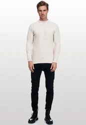 Rusty Neal Strickpullover Stehkragen Beige/Weiß/Khaki/Creme