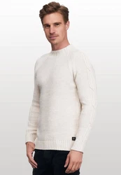 Rusty Neal Strickpullover Stehkragen Beige/Weiß/Khaki/Creme