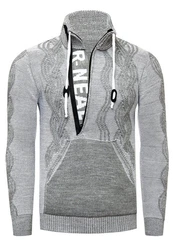 Rusty Neal Strickpullover Design Grau/Hellgrau/Orange