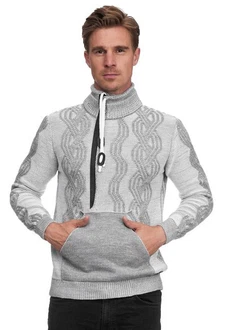 Rusty Neal Strickpullover Design Grau/Hellgrau/Orange Rusty Neal Strickpullover Design Grau/Hellgrau/Orange