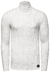 Rusty Neal Strickpullover Stehkragen Grau/Weiß/Silber