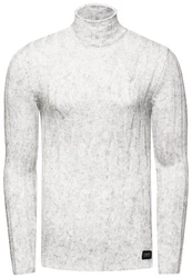 Rusty Neal Strickpullover Stehkragen Grau/Weiß/Silber