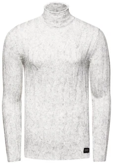 Rusty Neal Strickpullover Stehkragen Grau/Weiß/Silber