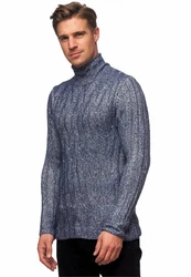 Rusty Neal Strickpullover Stehkragen Dunkelblau/Grau/Blau/Hellblau/Lila
