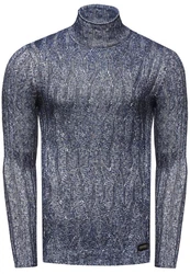 Rusty Neal Strickpullover Stehkragen Dunkelblau/Grau/Blau/Hellblau/Lila