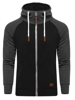 behype Sweatjacke HENRAY mit erhöhtem Kragen Dunkelgrau/Schwarz