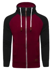 behype Sweatjacke HENRAY mit erhöhtem Kragen Dunkelrot/Bordeaux