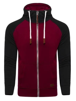 behype Sweatjacke HENRAY mit erhöhtem Kragen Dunkelrot/Bordeaux