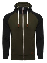behype Sweatjacke HENRAY mit erhöhtem Kragen Dunkelgrün