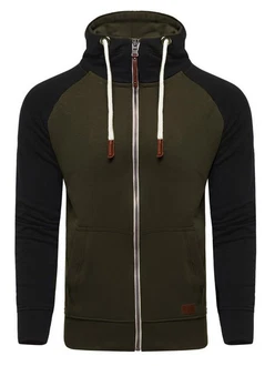 behype Sweatjacke HENRAY mit erhöhtem Kragen Dunkelgrün