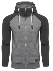 behype Sweatjacke HENRAY mit erhöhtem Kragen Dunkelgrau/Grau/Hellgrau