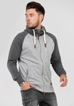 behype Sweatjacke HENRAY mit erhöhtem Kragen Dunkelgrau/Grau/Hellgrau