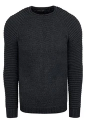 Rusty Neal Strickpullover Grobstrick-Design Dunkelblau/Schwarz/Dunkelgrau