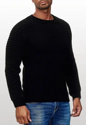 Rusty Neal Strickpullover Grobstrick-Design Schwarz/Dunkelblau