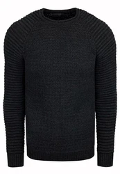 Rusty Neal Strickpullover Grobstrick-Design Schwarz/Dunkelblau