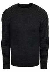 Rusty Neal Strickpullover Grobstrick-Design Schwarz/Dunkelblau