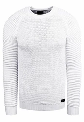 Rusty Neal Strickpullover Grobstrick-Design Weiß/Creme/Schwarz