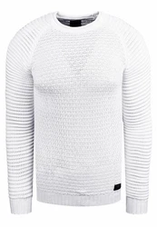 Rusty Neal Strickpullover Grobstrick-Design Weiß/Creme/Schwarz