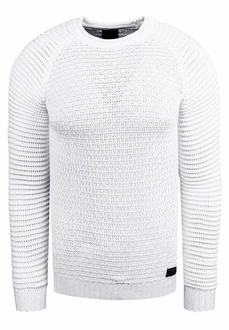 Rusty Neal Strickpullover Grobstrick-Design Weiß/Creme/Schwarz