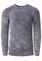 Rusty Neal Strickpullover Grau/Dunkelblau