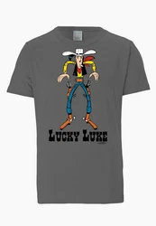 LOGOSHIRT T-Shirt Lucky Luke Retro Hellblau/Rot/Grau/Schwarz/Dunkelgrau