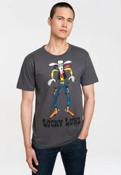LOGOSHIRT T-Shirt Lucky Luke Retro Hellblau/Rot/Grau/Schwarz/Dunkelgrau