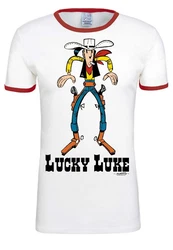 LOGOSHIRT T-Shirt Lucky Luke Rot/Weiß/Hellblau/Beige